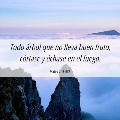 Picture 06 - Mateo 7:19 RVA - Todo árbol que no lleva buen fruto, córtase y - Bible Verse Picture
