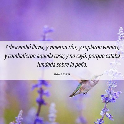 Picture 06 - Mateo 7:25 RVA - Y descendió lluvia, y vinieron ríos, y soplaron - Bible Verse Picture