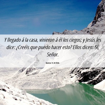Picture 06 - Mateo 9:28 RVA - Y llegado á la casa, vinieron á él los ciegos; - Bible Verse Picture