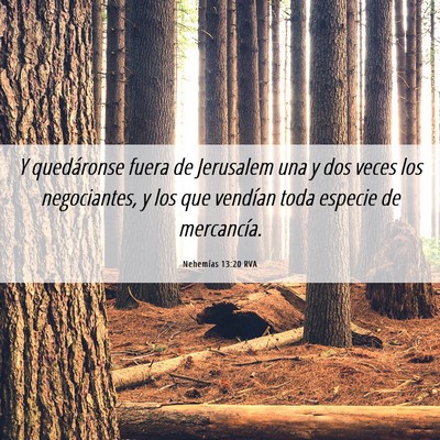 Picture 06 - Nehemías 13:20 RVA - Y quedáronse fuera de Jerusalem una y dos veces - Bible Verse Picture