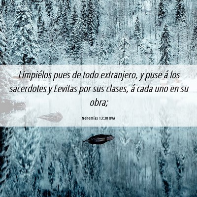 Picture 06 - Nehemías 13:30 RVA - Limpiélos pues de todo extranjero, y puse á los - Bible Verse Picture