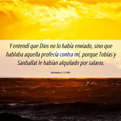 Picture 06 - Nehemías 6:12 RVA - Y entendí que Dios no lo había enviado, sino - Bible Verse Picture