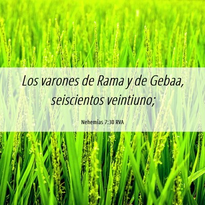 Picture 06 - Nehemías 7:30 RVA - Los varones de Rama y de Gebaa, seiscientos - Bible Verse Picture