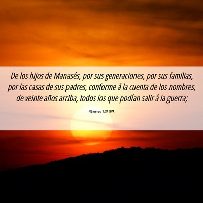 Picture 06 - Números 1:34 RVA - De los hijos de Manasés, por sus generaciones, - Bible Verse Picture