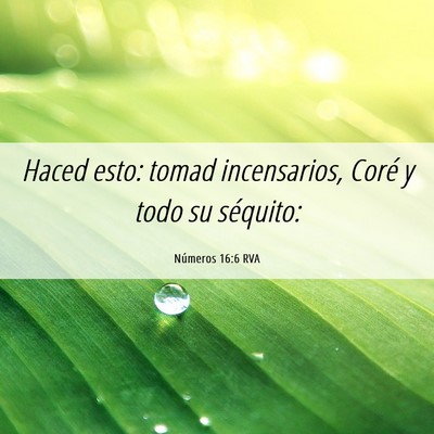 Picture 06 - Números 16:6 RVA - Haced esto: tomad incensarios, Coré y todo su - Bible Verse Picture