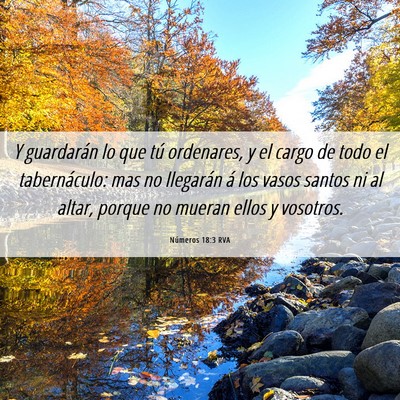 Picture 06 - Números 18:3 RVA - Y guardarán lo que tú ordenares, y el cargo de - Bible Verse Picture