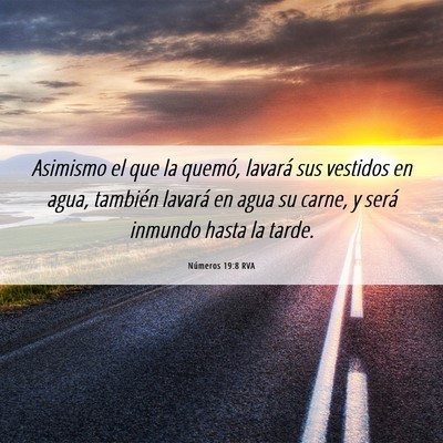 Picture 06 - Números 19:8 RVA - Asimismo el que la quemó, lavará sus vestidos - Bible Verse Picture