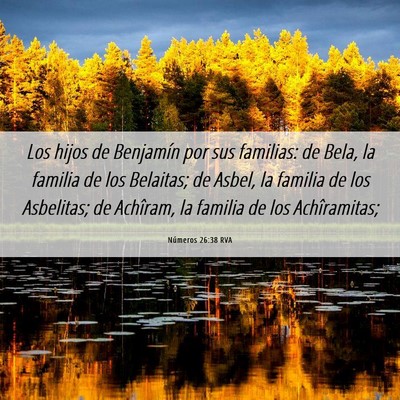 Picture 06 - Números 26:38 RVA - Los hijos de Benjamín por sus familias: de Bela, - Bible Verse Picture
