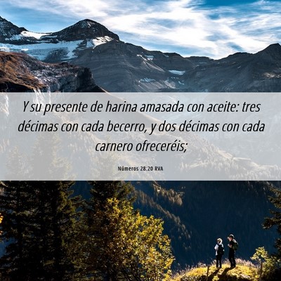 Picture 06 - Números 28:20 RVA - Y su presente de harina amasada con aceite: tres - Bible Verse Picture