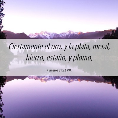 Picture 06 - Números 31:22 RVA - Ciertamente el oro, y la plata, metal, hierro, - Bible Verse Picture