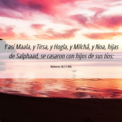 Picture 06 - Números 36:11 RVA - Y así Maala, y Tirsa, y Hogla, y Milchâ, y Noa, - Bible Verse Picture