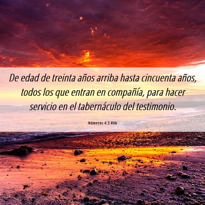 Picture 06 - Números 4:3 RVA - De edad de treinta años arriba hasta cincuenta - Bible Verse Picture