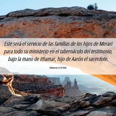 Picture 06 - Números 4:33 RVA - Este será el servicio de las familias de los - Bible Verse Picture