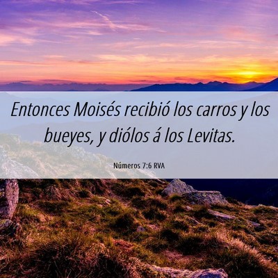 Picture 06 - Números 7:6 RVA - Entonces Moisés recibió los carros y los - Bible Verse Picture