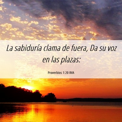 Picture 06 - Proverbios 1:20 RVA - La sabiduría clama de fuera, Da su voz en las - Bible Verse Picture