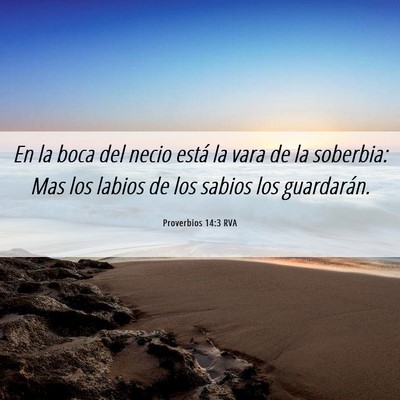 Picture 06 - Proverbios 14:3 RVA - En la boca del necio está la vara de la - Bible Verse Picture