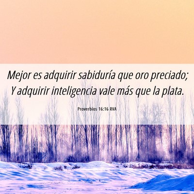 Picture 06 - Proverbios 16:16 RVA - Mejor es adquirir sabiduría que oro preciado; Y - Bible Verse Picture