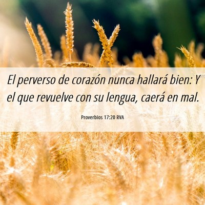 Picture 06 - Proverbios 17:20 RVA - El perverso de corazón nunca hallará bien: Y el - Bible Verse Picture