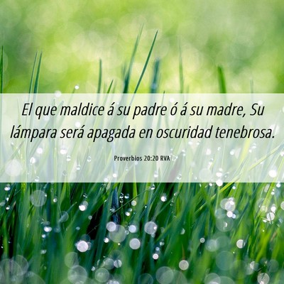 Picture 06 - Proverbios 20:20 RVA - El que maldice á su padre ó á su madre, Su - Bible Verse Picture