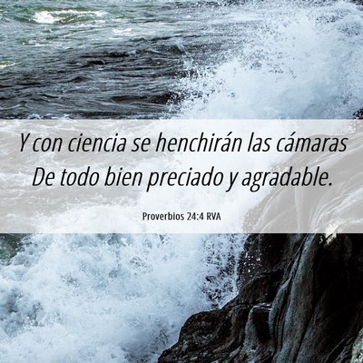 Picture 06 - Proverbios 24:4 RVA - Y con ciencia se henchirán las cámaras De todo - Bible Verse Picture