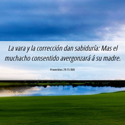 Picture 06 - Proverbios 29:15 RVA - La vara y la corrección dan sabiduría: Mas el - Bible Verse Picture