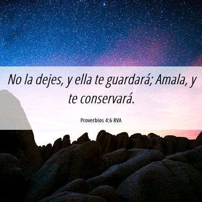 Picture 06 - Proverbios 4:6 RVA - No la dejes, y ella te guardará; Amala, y te - Bible Verse Picture