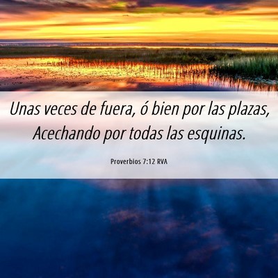 Picture 06 - Proverbios 7:12 RVA - Unas veces de fuera, ó bien por las plazas, - Bible Verse Picture