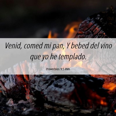 Picture 06 - Proverbios 9:5 RVA - Venid, comed mi pan, Y bebed del vino que yo he - Bible Verse Picture