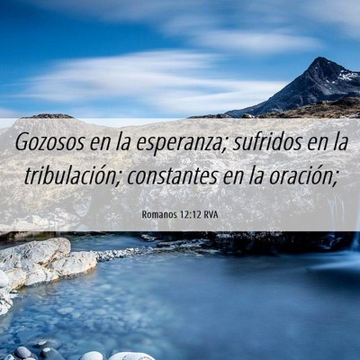 Picture 06 - Romanos 12:12 RVA - Gozosos en la esperanza; sufridos en la - Bible Verse Picture