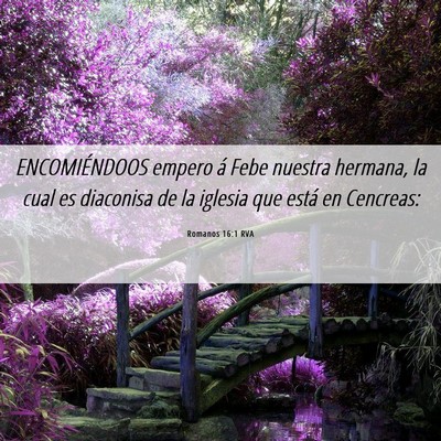 Picture 06 - Romanos 16:1 RVA - ENCOMIÉNDOOS empero á Febe nuestra hermana, la - Bible Verse Picture