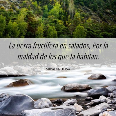 Picture 06 - Salmos 107:34 RVA - La tierra fructífera en salados, Por la maldad - Bible Verse Picture