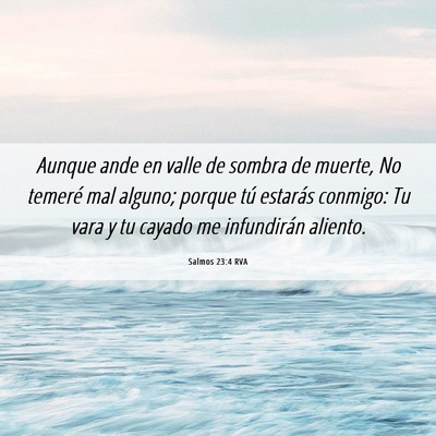 Picture 06 - Salmos 23:4 RVA - Aunque ande en valle de sombra de muerte, No - Bible Verse Picture