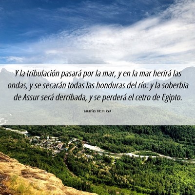 Picture 06 - Zacarías 10:11 RVA - Y la tribulación pasará por la mar, y en la mar - Bible Verse Picture