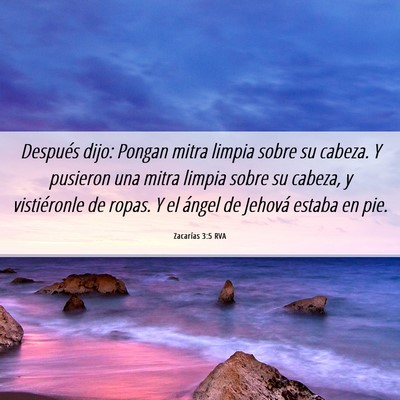 Picture 06 - Zacarías 3:5 RVA - Después dijo: Pongan mitra limpia sobre su - Bible Verse Picture