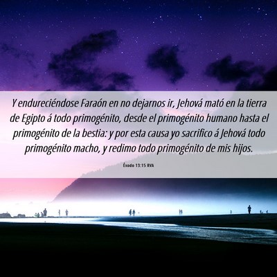 Picture 06 - Éxodo 13:15 RVA - Y endureciéndose Faraón en no dejarnos ir, - Bible Verse Picture
