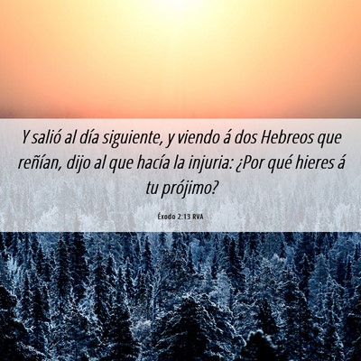 Picture 06 - Éxodo 2:13 RVA - Y salió al día siguiente, y viendo á dos - Bible Verse Picture