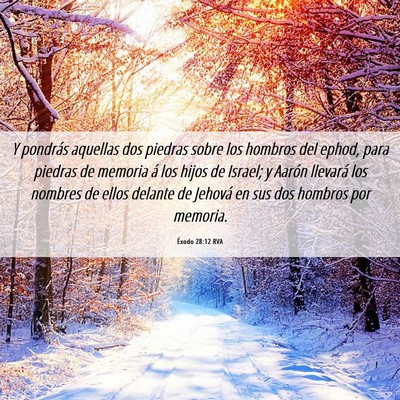 Picture 06 - Éxodo 28:12 RVA - Y pondrás aquellas dos piedras sobre los hombros - Bible Verse Picture
