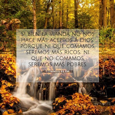Picture 07 - 1 Corintios 8:8 RVA - Si bien la vianda no nos hace más aceptos á - Bible Verse Picture