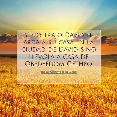 Picture 07 - 1 Crónicas 13:13 RVA - Y no trajo David el arca á su casa en la ciudad - Bible Verse Picture