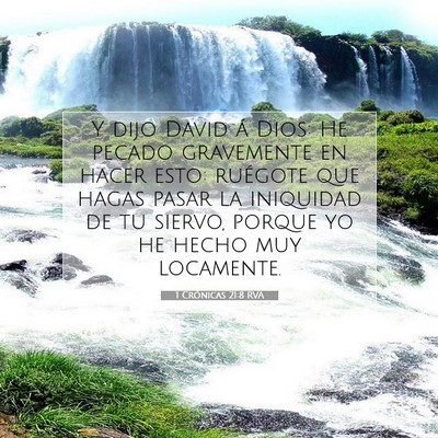 Picture 07 - 1 Crónicas 21:8 RVA - Y dijo David á Dios: He pecado gravemente en - Bible Verse Picture