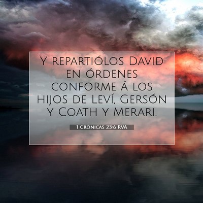 Picture 07 - 1 Crónicas 23:6 RVA - Y repartiólos David en órdenes conforme á los - Bible Verse Picture