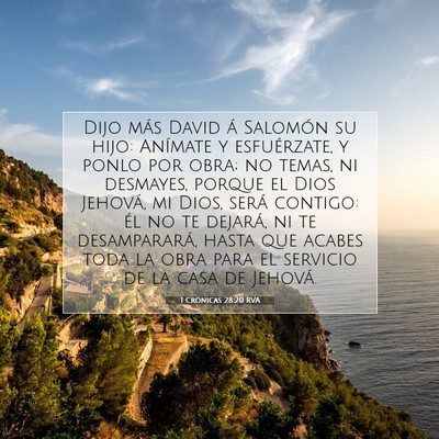 Picture 07 - 1 Crónicas 28:20 RVA - Dijo más David á Salomón su hijo: Anímate y - Bible Verse Picture