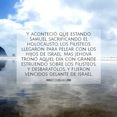Picture 07 - 1 Samuel 7:10 RVA - Y aconteció que estando Samuel sacrificando el - Bible Verse Picture