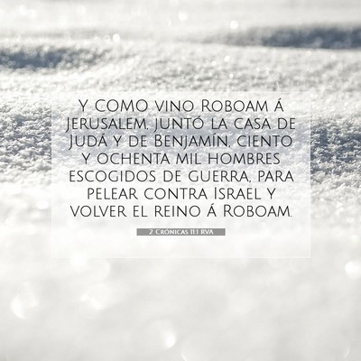 Picture 07 - 2 Crónicas 11:1 RVA - Y COMO vino Roboam á Jerusalem, juntó la casa - Bible Verse Picture