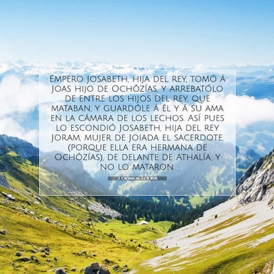 Picture 07 - 2 Crónicas 22:11 RVA - Empero Josabeth, hija del rey, tomó á Joas hijo - Bible Verse Picture