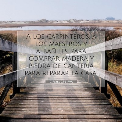 Picture 07 - 2 Reyes 22:6 RVA - A los carpinteros, á los maestros y albañiles, - Bible Verse Picture