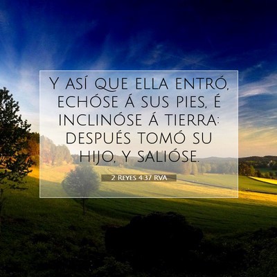 Picture 07 - 2 Reyes 4:37 RVA - Y así que ella entró, echóse á sus pies, é - Bible Verse Picture