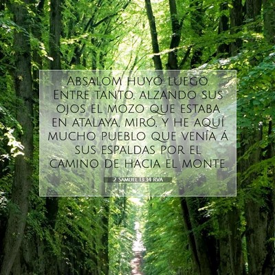 Picture 07 - 2 Samuel 13:34 RVA - Absalom huyó luego. Entre tanto, alzando sus - Bible Verse Picture