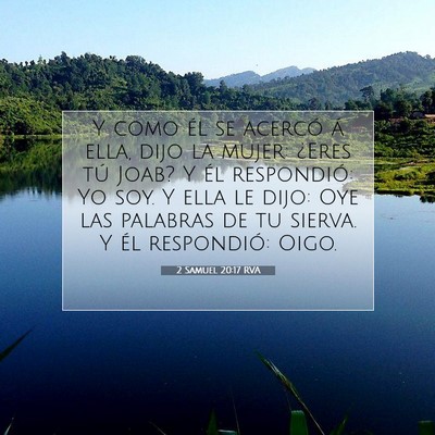 Picture 07 - 2 Samuel 20:17 RVA - Y como él se acercó á ella, dijo la mujer: - Bible Verse Picture