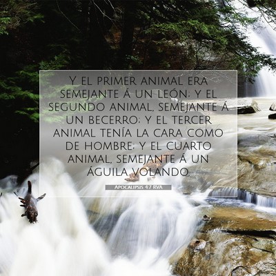 Picture 07 - Apocalipsis 4:7 RVA - Y el primer animal era semejante á un león; y - Bible Verse Picture